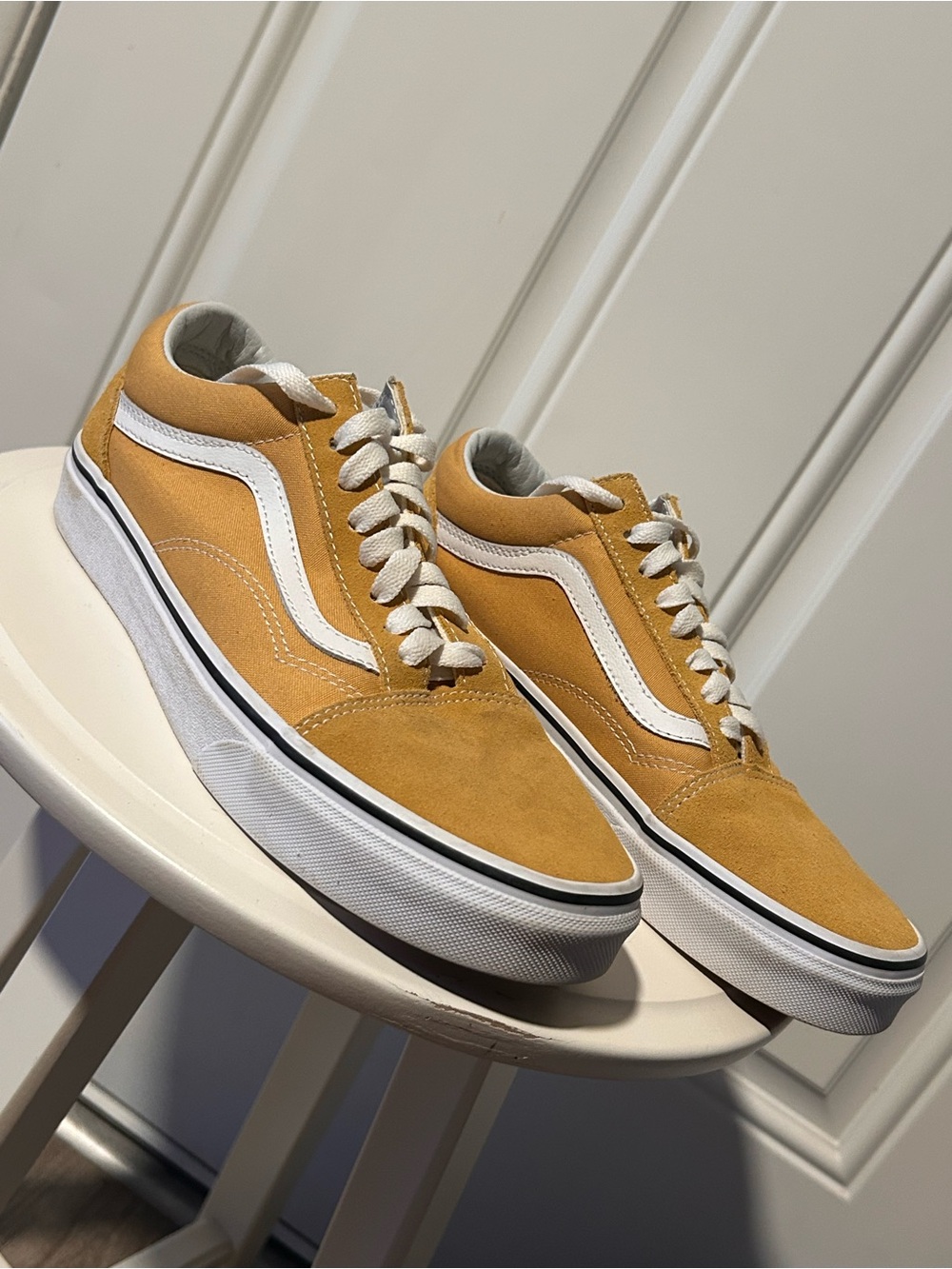 Men's Suede Low-Top Sneakers in Mustard Yellow